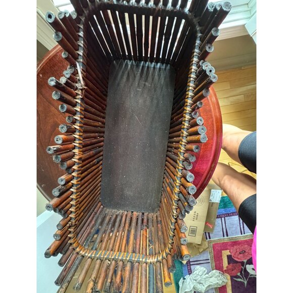 Vintage Jackson & Perkins Bamboo-Style Basket With Handles Handcrafted Design - Picture 5 of 9